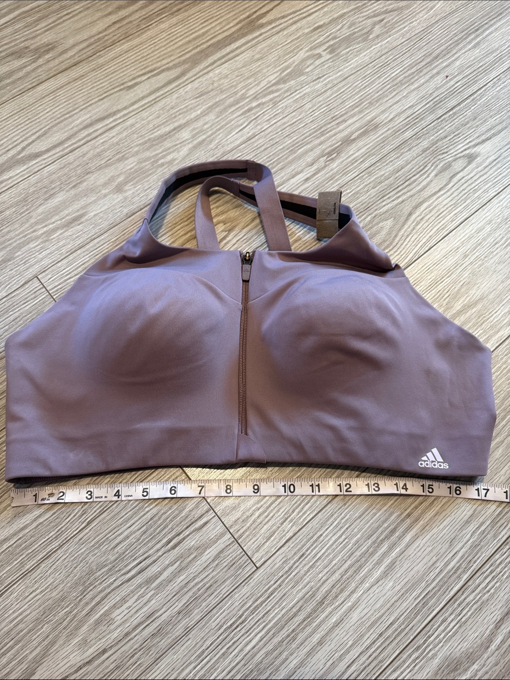 Adidas Mauve Front-Zip Medium-Impact Sports Bra